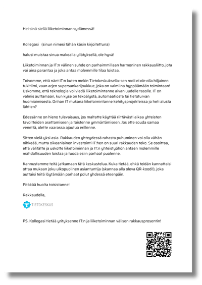 Kuinka paljon lovee – rakkauskirje ITltä johdolle